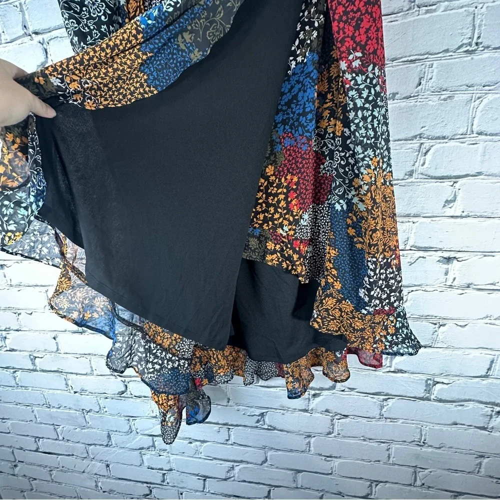 Maurices Floral Patchwork Maxi Skirt 4X Multicolor Faux Wrap Boho Western - Picture 4 of 11